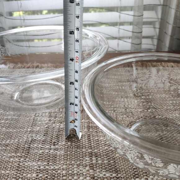 VTG PYREX Clear Bowls Colonial Mist White Flowers - Picture 9 of 10